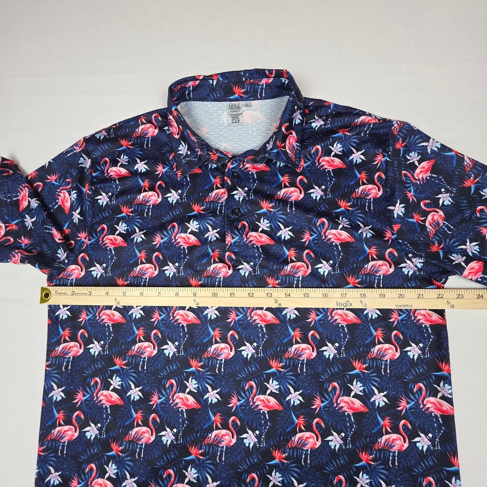 Golf Gods Australia Flamingo  Polo Shirt Mens Large Navy Blue Performance Poly - Picture 5 of 9